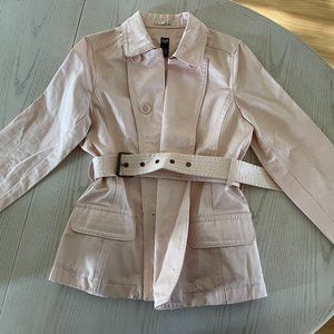 GAP Petal Pink Double Breasted Short Style Trench with Belted Waist